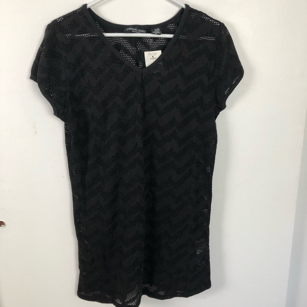Classic Blues Black Swimsuit Coverup Chevron Pattern Small S NWT NEW
